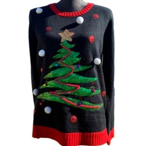 Holiday Time Bling Tree ugly Christmas sweater